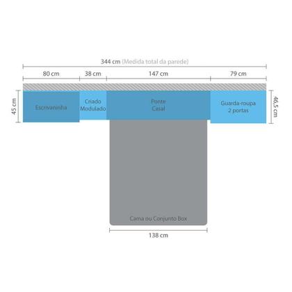 Imagem de Guarda Roupa 6 Portas C/Cabeceira E Escrivaninha Avelã