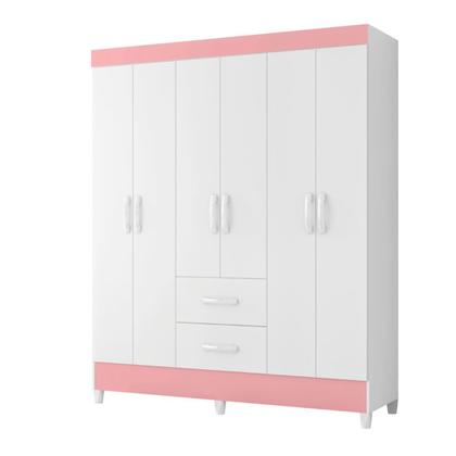 Imagem de Guarda Roupa 6 Portas Cancun Branco Rosa