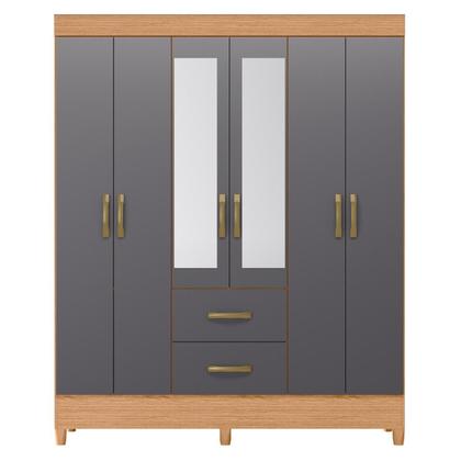 Imagem de Guarda Roupa 6 Portas Cancun Com Espelho Freijó Titanium