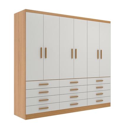 Imagem de Guarda-Roupa 6 Portas e 12 Gavetas New Mônaco Branco/Cinnamomo