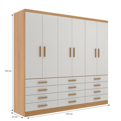 Imagem de Guarda-Roupa 6 Portas e 12 Gavetas New Mônaco Branco/Cinnamomo