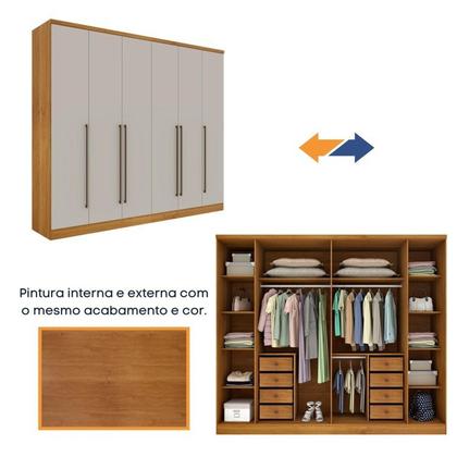 Imagem de Guarda-roupa 6 Portas Portugal e Comoda 5 Gavetas Premium Espresso Móveis