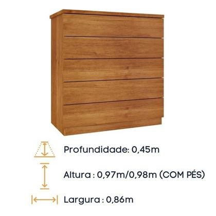 Imagem de Guarda-roupa 6 Portas Portugal e Comoda 5 Gavetas Premium Espresso Móveis