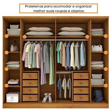 Imagem de Guarda-roupa 6 Portas Portugal e Comoda 5 Gavetas Premium Espresso Móveis