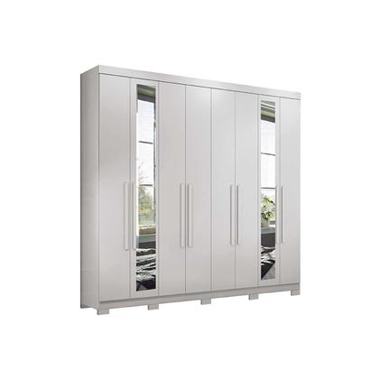 Imagem de Guarda Roupa 8 Portas (2 c/ Espelho) e 4 Gavetas c/ Pés Master New 8.4 Jatobá/Grafite - Santos Andirá