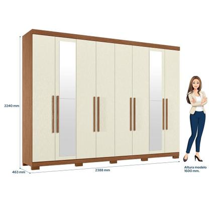 Imagem de Guarda-roupa 8 Portas 4 Gavetas Master New com Espelho e Pés