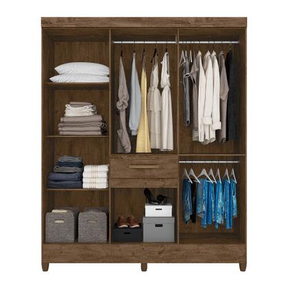 Imagem de Guarda Roupa 8 Portas com Espelho Portugal Castanho Wood 835331 Moval