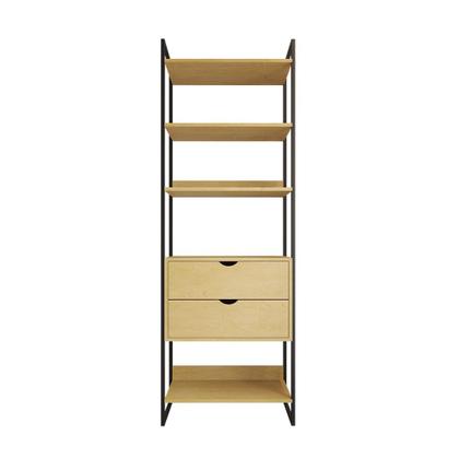 Imagem de Guarda Roupa Aberto Industrial Solteiro 1 Módulo com Gaveta Canela Ferro Preto 