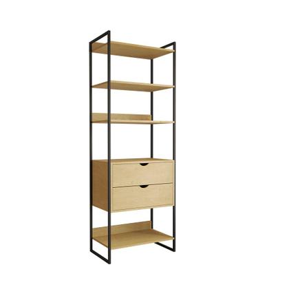 Imagem de Guarda Roupa Aberto Industrial Solteiro 1 Módulo com Gaveta Canela Ferro Preto 