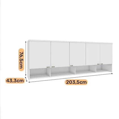 Imagem de Guarda Roupa Aéreo 5 Portas Modulado 100% MDF Setiba Móveis Rimo Branco iii