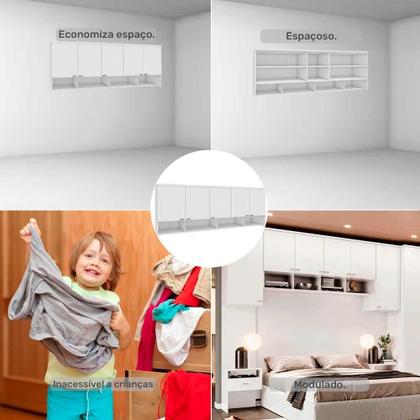Imagem de Guarda Roupa Aéreo 5 Portas Modulado 100% MDF Setiba Móveis Rimo Branco iii