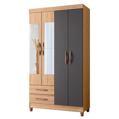 Imagem de Guarda Roupa Âmbar 4 Portas com Espelho Nature / Titanium - Albatroz