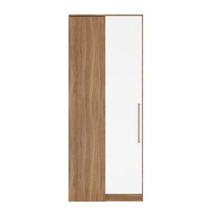 Imagem de Guarda Roupa Armário de Canto 1 Porta com Maleiro Escócia Amêndola/Branco para Quarto