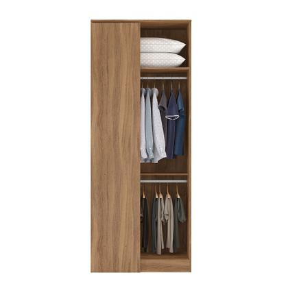 Imagem de Guarda Roupa Armário de Canto 1 Porta com Maleiro Escócia Amêndola/Branco para Quarto