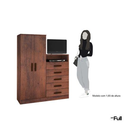Imagem de Guarda-Roupa Armário Roupeiro Cômoda Quarto Solteiro Café