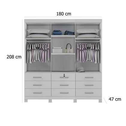 Imagem de Guarda Roupa Athenas Bianchi Casal 3 Portas 9 Gavetas Cor Branco