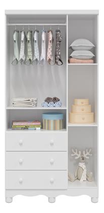 Imagem de Guarda Roupa Bebê Moveis Peroba Bolinha 03 portas 03 gav MDF