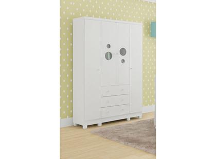 Imagem de Guarda Roupa Bebê Moveis Peroba Bolinha 04 portas 03 gav MDF
