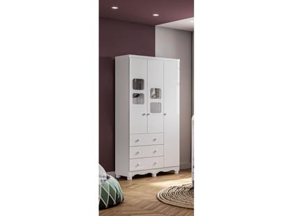 Imagem de Guarda Roupa Bebê Moveis Peroba Uli 03 portas 03 gavetas MDF