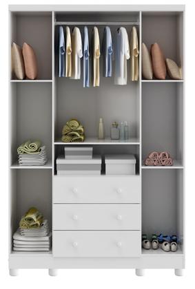 Imagem de Guarda Roupa Bebê Moveis Peroba Uli 04 portas 03 gavetas MDF