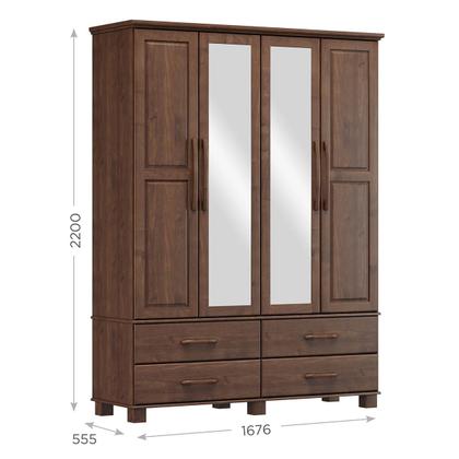 Imagem de Guarda-Roupa Bipartido 4 Portas 4 Gavetas Ouro Café Madeira Pinus - Finestra