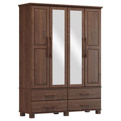 Imagem de Guarda-Roupa Bipartido 4 Portas 4 Gavetas Ouro Café Madeira Pinus - Finestra