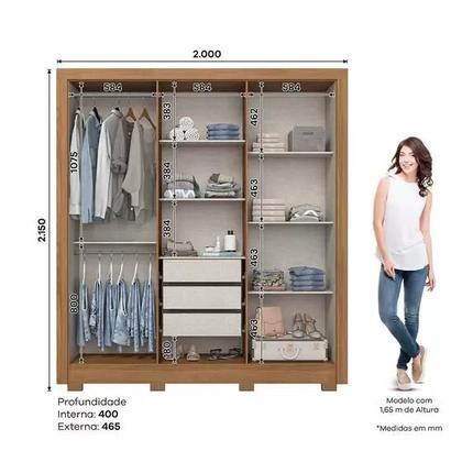 Guarda Roupa Briz 6 Portas Nature/Off White B366-127 - HENN