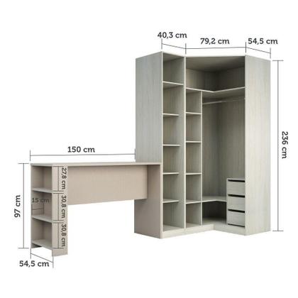 Imagem de Guarda Roupa Cabideiro E Bancada Crema Com Connect