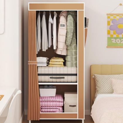 Imagem de Guarda roupa cabideiro organizador multiuso com prateleira estante portatil quarto closet loja marrom