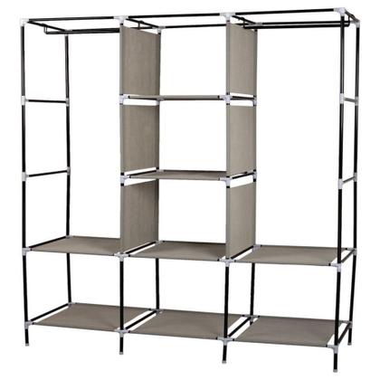 Imagem de Guarda Roupa Cabideiro Portatil Prateleiras Dobravel Armario Arara Grande Organizador Camping Rosa