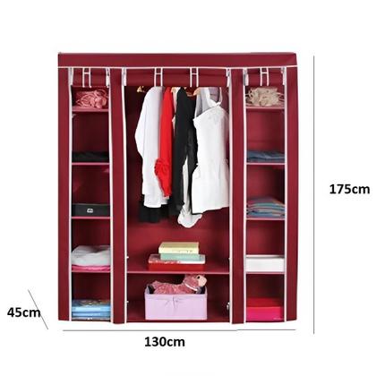 Imagem de Guarda Roupa Cabideiro Portatil Prateleiras Dobravel Armario Arara Grande Organizador Vermelho
