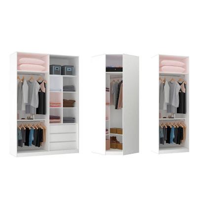 Imagem de Guarda Roupa Canto 3 Gavetas, 5 Cabideiros Branco Branco