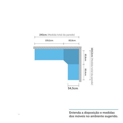 Imagem de Guarda Roupa Canto 3 Gavetas, 5 Cabideiros Branco Branco