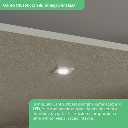 Imagem de Guarda Roupa Canto Closet Modulado 2 Portas e 3 Gavetas com Espelho e Led