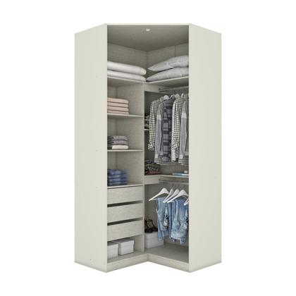 Imagem de Guarda Roupa Canto Closet Modulado 2 Portas e 3 Gavetas com Espelho e Led