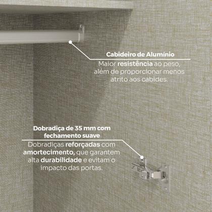 Imagem de Guarda Roupa Canto Closet Modulado 2 Portas e 3 Gavetas com Espelho e Led