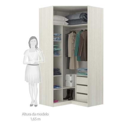 Imagem de Guarda Roupa Canto Closet sem Portas com 3 Peças, 3 Gavetas, 5 Cabideiros Prime Luciane Móveis