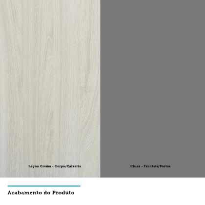 Imagem de Guarda Roupa Canto Solteiro 10 Portas e 12 Gavetas Legno Crema com Cinza Puro Prime Luciane Móveis