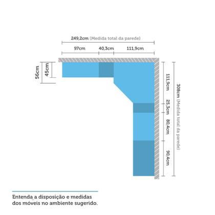 Imagem de Guarda Roupa Canto Solteiro 10 Portas e 12 Gavetas Legno Crema com Cinza Puro Prime Luciane Móveis