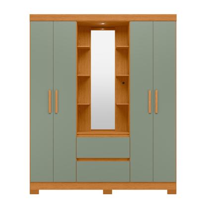 Imagem de Guarda Roupa Capelinha Casal 04 Portas Olímpia Verde/Cinamomo/Sálvia