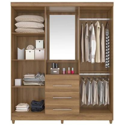 Imagem de Guarda Roupa Capelinha Lyon Solteiro com Espelho 4 Portas 3 Gavetas Rud Rack Cor Branco