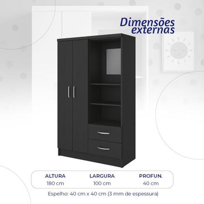 Imagem de Guarda Roupa Capelinha Solteiro 2 Portas 2 Gavetas Premium