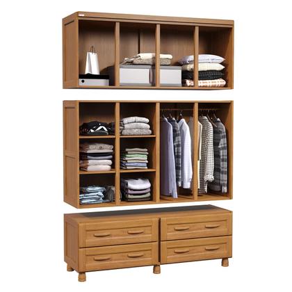 Imagem de Guarda-Roupa Caribe com 8 Portas, Maleiro e 4 Gavetas Madeira Pinus Carvalho - Tozzeto