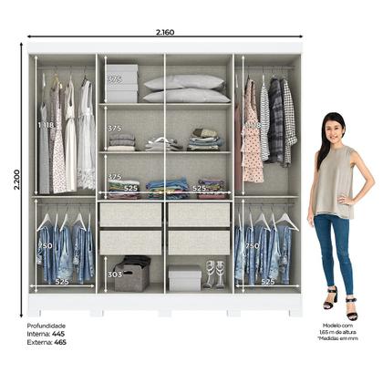 Imagem de Guarda Roupa Casal 08 Portas 04 Gavetas com Espelho Ibiza Casa 812
