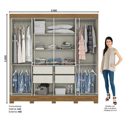 Imagem de Guarda Roupa Casal 08 Portas 04 Gavetas com Espelho Ibiza Casa 812