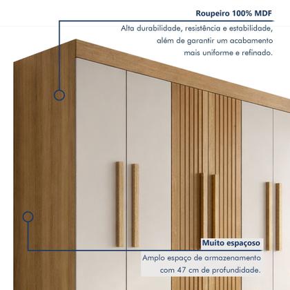 Imagem de Guarda Roupa Casal 10 Portas 3 Gavetas 100% MDF Lucca Marrom/Cinamomo/Off White