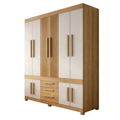 Imagem de Guarda Roupa Casal 10 Portas 3 Gavetas 100% MDF Lucca Marrom/Cinamomo/Off White