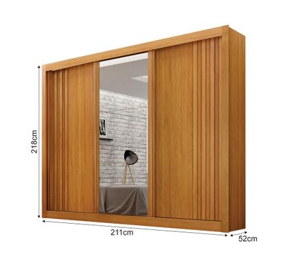 Imagem de Guarda-roupa Casal 100% MDF 3 Portas 4 Gavetas com Espelho Central Milano Leifer Móveis