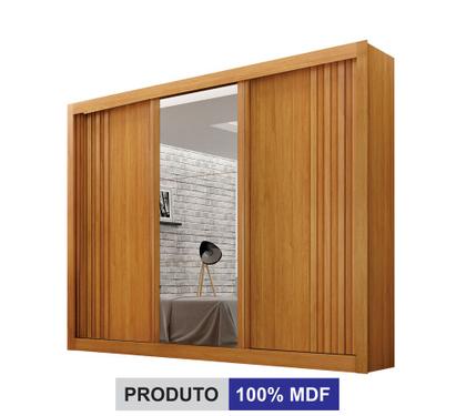 Imagem de Guarda-roupa Casal 100% MDF 3 Portas 4 Gavetas com Espelho Central Milano Leifer Móveis