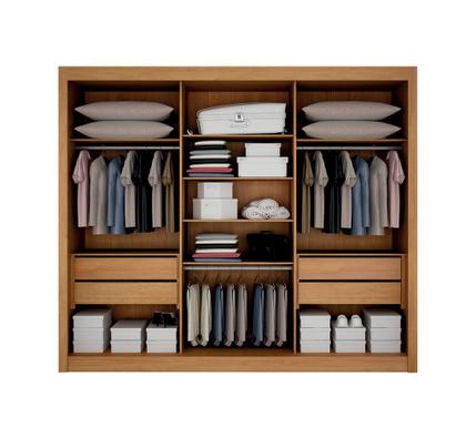 Imagem de Guarda-roupa Casal 100% MDF 3 Portas 4 Gavetas com Espelho Central Milano Leifer Móveis